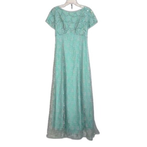 Emma Domb Sequinned Blue Green Formal Dress Vintage 60s Gown Floor Length M - Picture 1 of 5